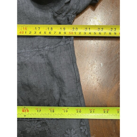 100% Linen Button Front Shacket Sz Med made in Italy Lagenlook Boho Hippie Blue - Picture 9 of 15